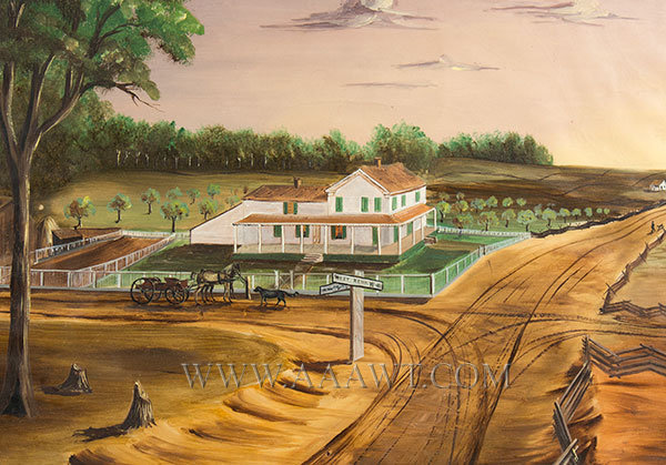 Painting, Folk Art, Farm Landscape, Watercolor, West Bend
Anonymous, 19th Century, entire view
